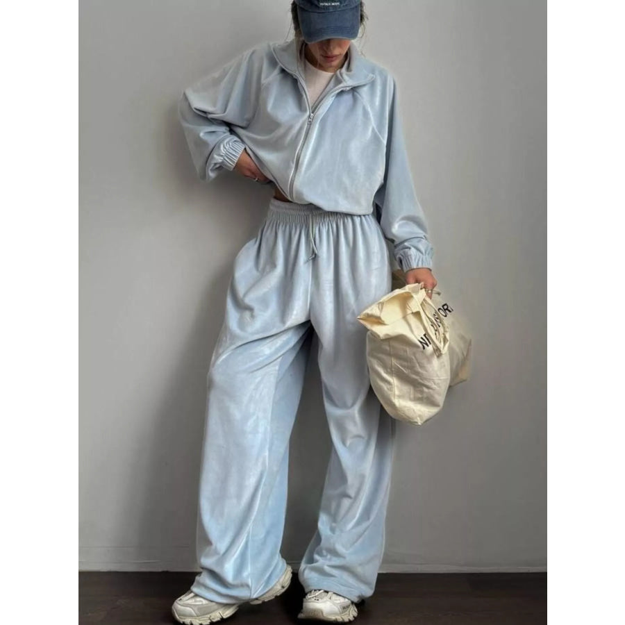 Zip Up Long Sleeve Outerwear and Pants Set Apparel and Accessories