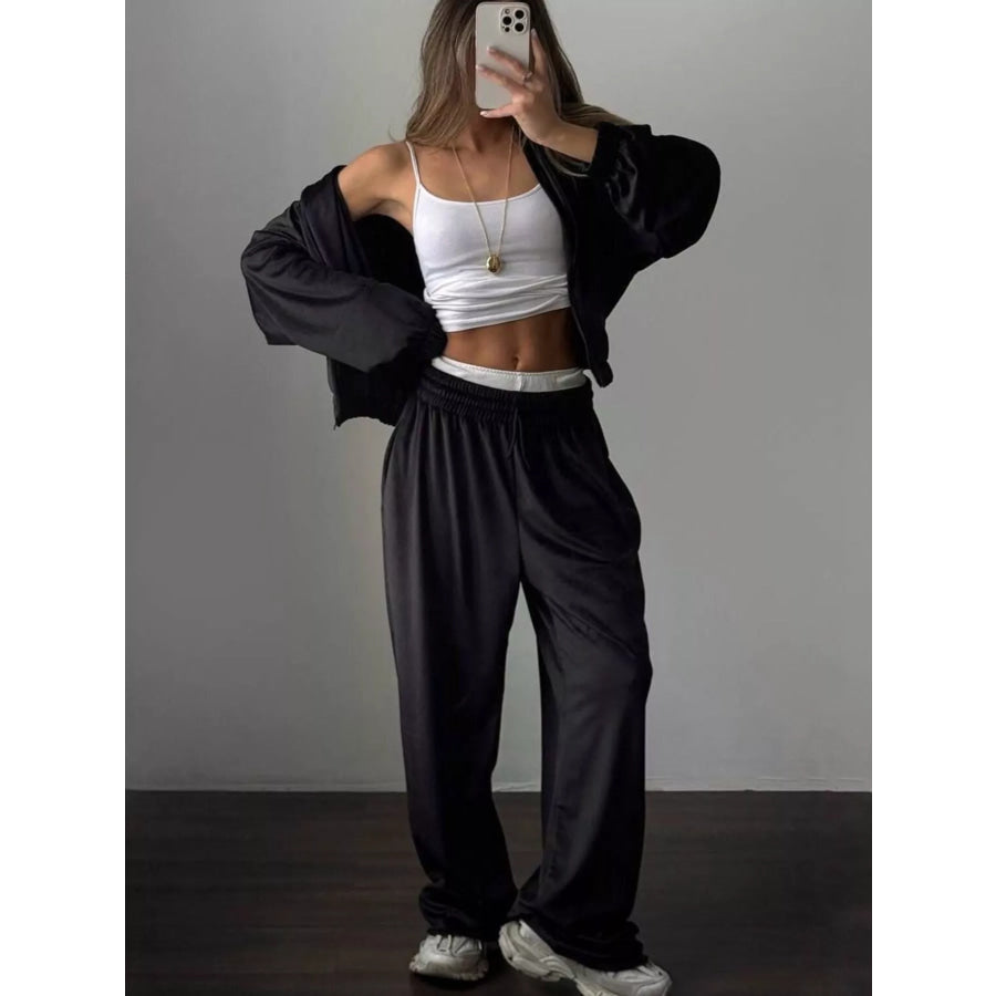 Zip Up Long Sleeve Outerwear and Pants Set Apparel and Accessories