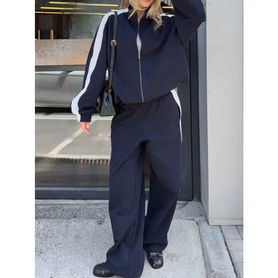 Zip Up Long Sleeve Outerwear and Pants Set Apparel and Accessories