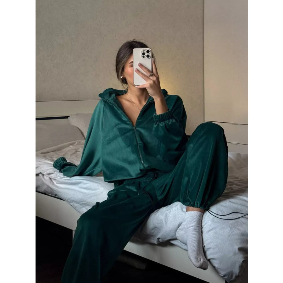 Zip Up Long Sleeve Outerwear and Pants Set Apparel and Accessories
