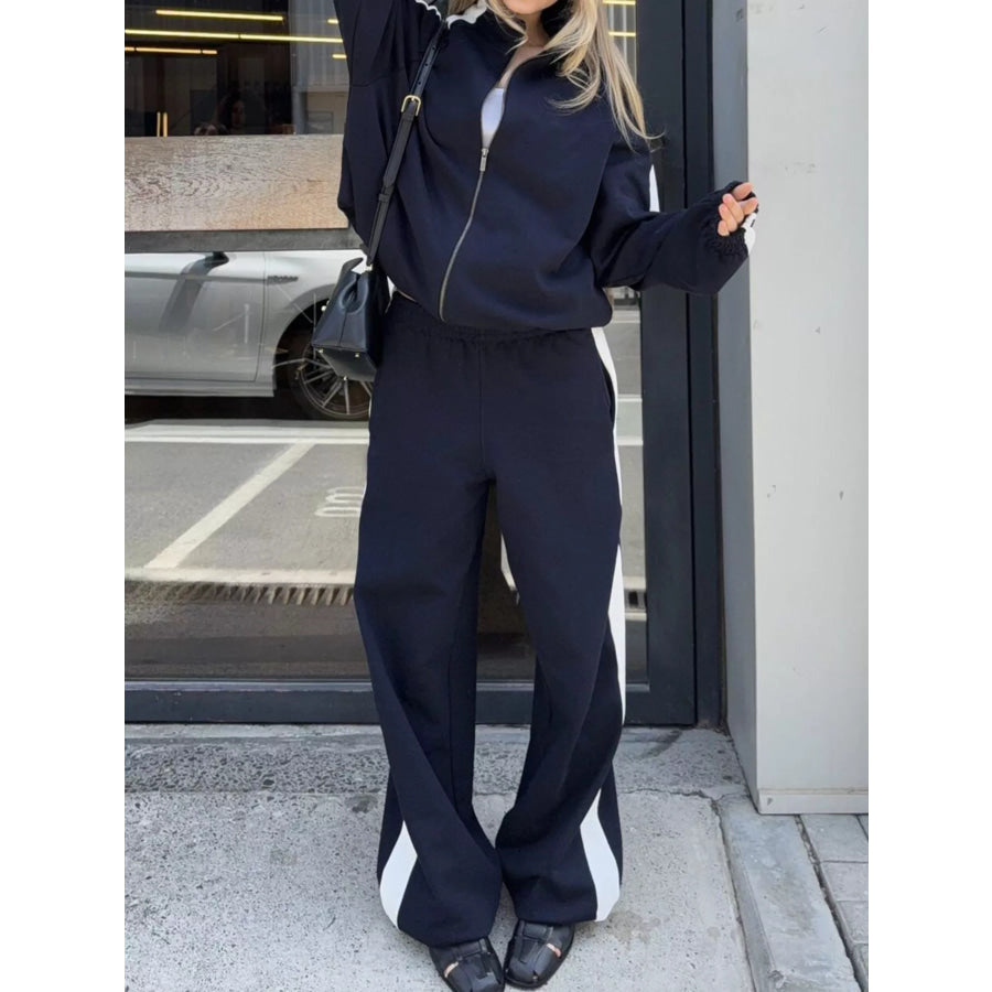 Zip Up Long Sleeve Outerwear and Pants Set Apparel and Accessories