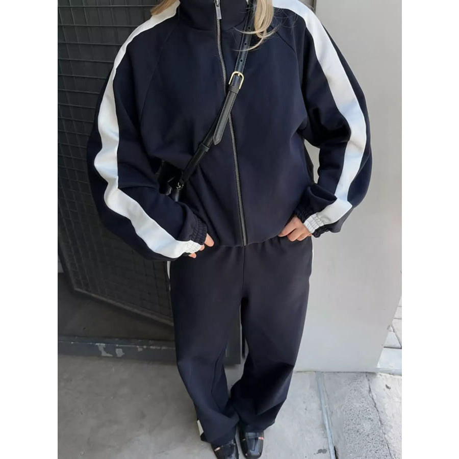 Zip Up Long Sleeve Outerwear and Pants Set Apparel and Accessories