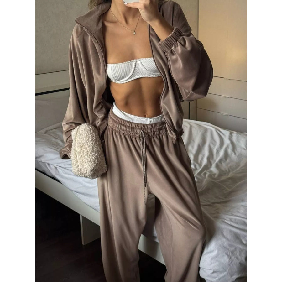 Zip Up Long Sleeve Outerwear and Pants Set Apparel and Accessories