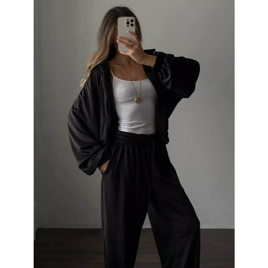 Zip Up Long Sleeve Outerwear and Pants Set Apparel and Accessories