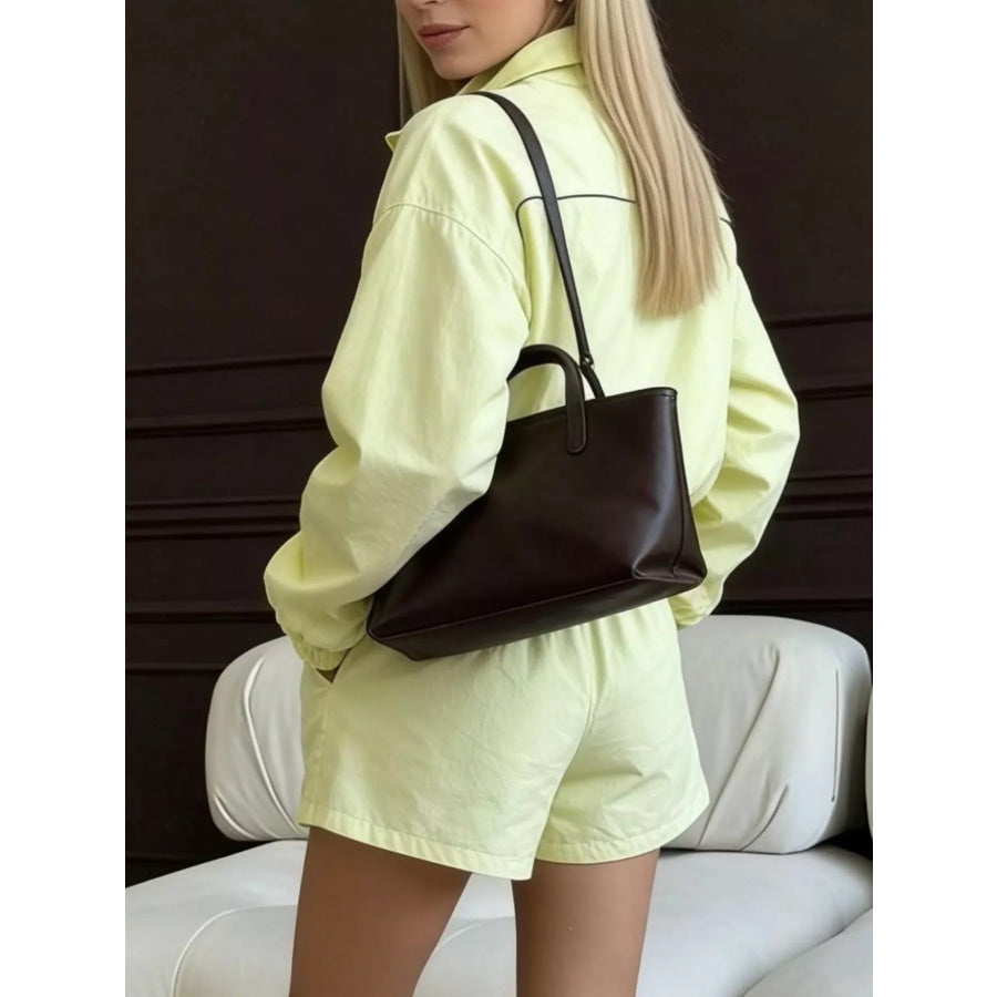 Zip Up Long Sleeve Outerwear and Shorts Set Apparel and Accessories