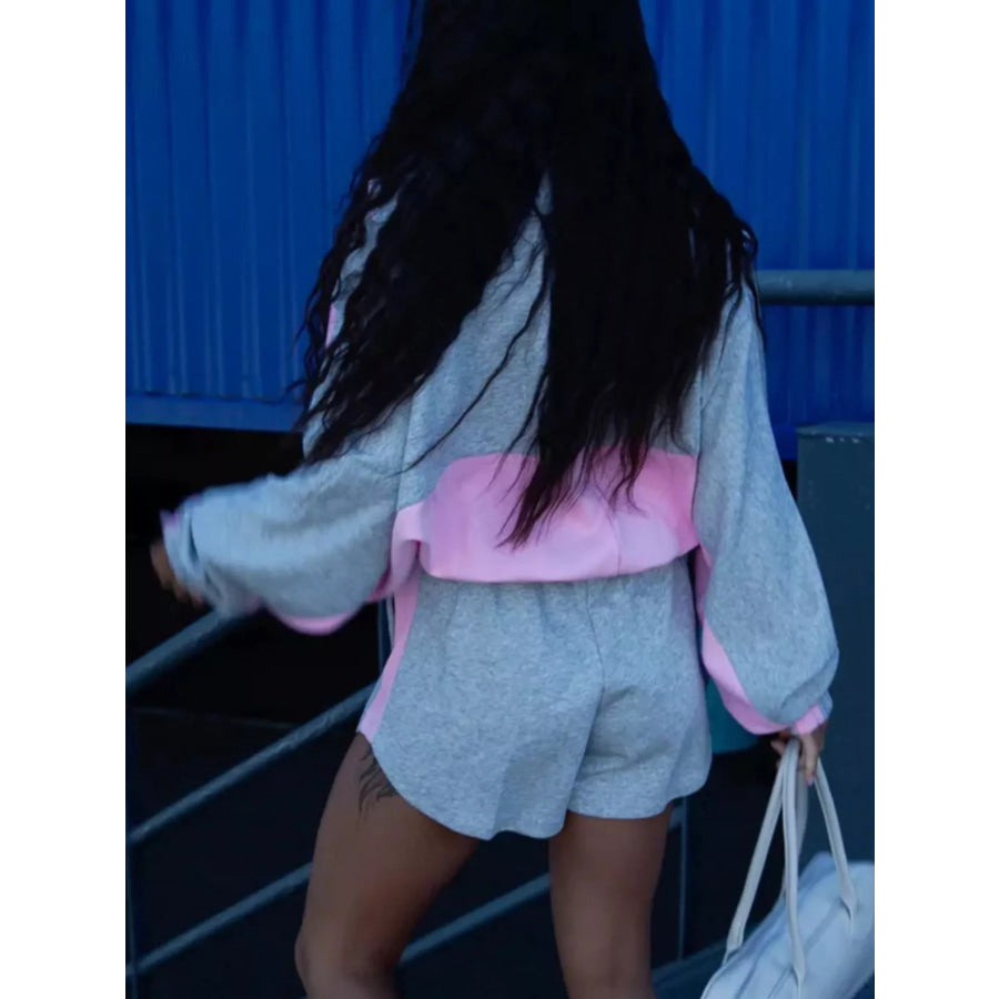 Zip Up Long Sleeve Outerwear and Shorts Set Apparel and Accessories