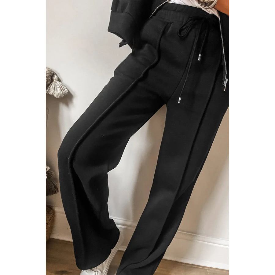 Zip Up Long Sleeve Top and Pants Set Apparel and Accessories