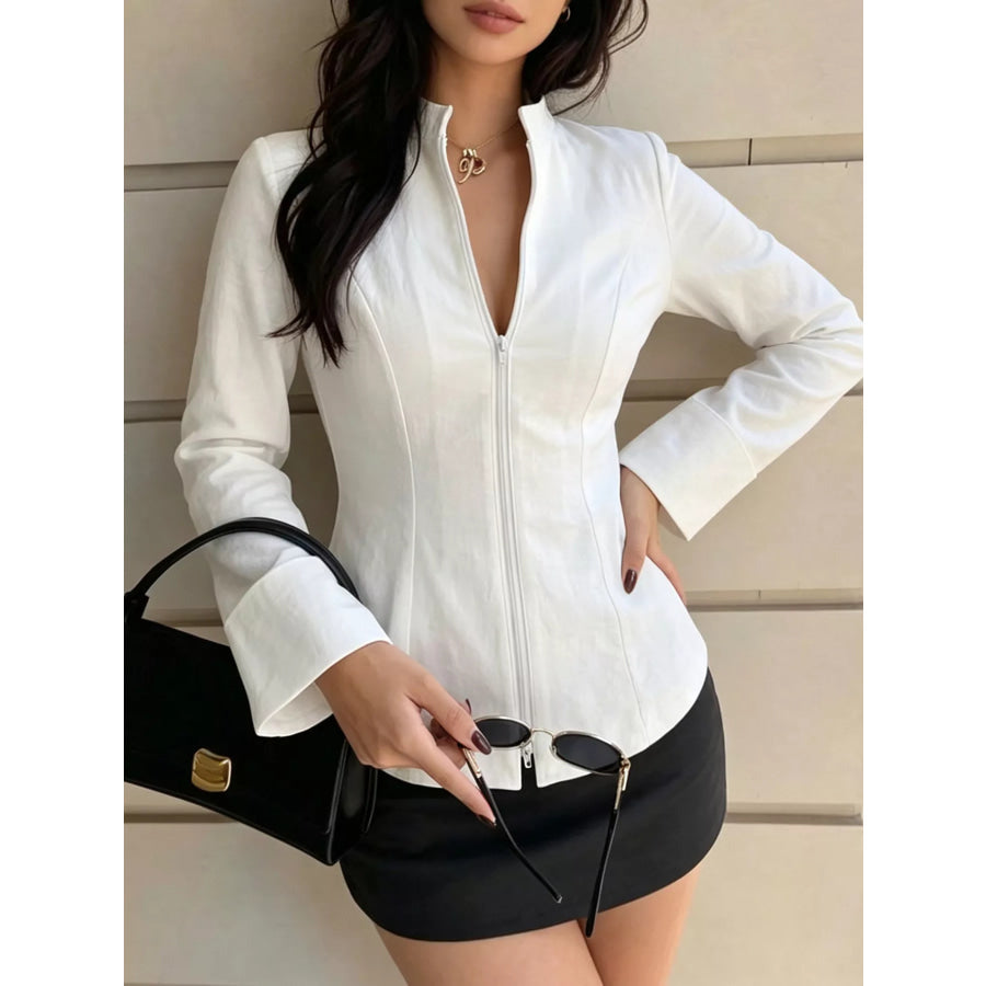 Zip Up Long Sleeve Top Apparel and Accessories
