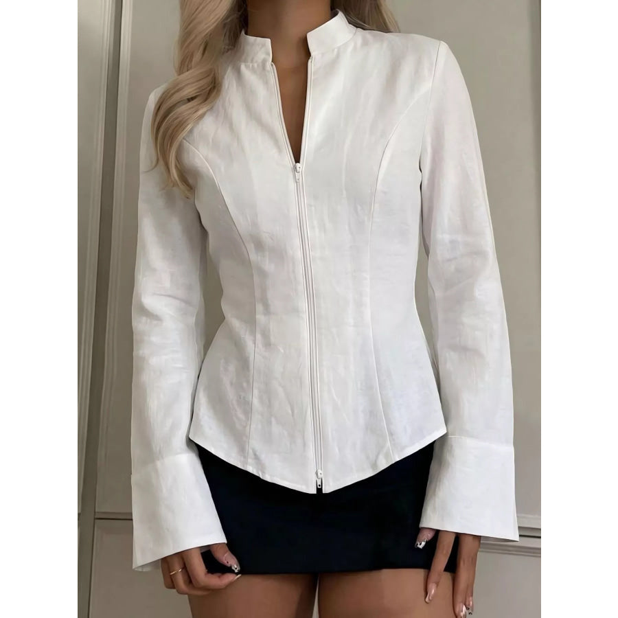 Zip Up Long Sleeve Top Apparel and Accessories