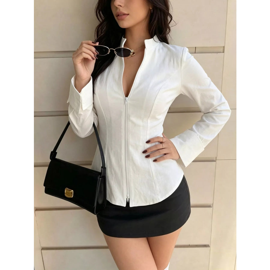 Zip Up Long Sleeve Top Apparel and Accessories