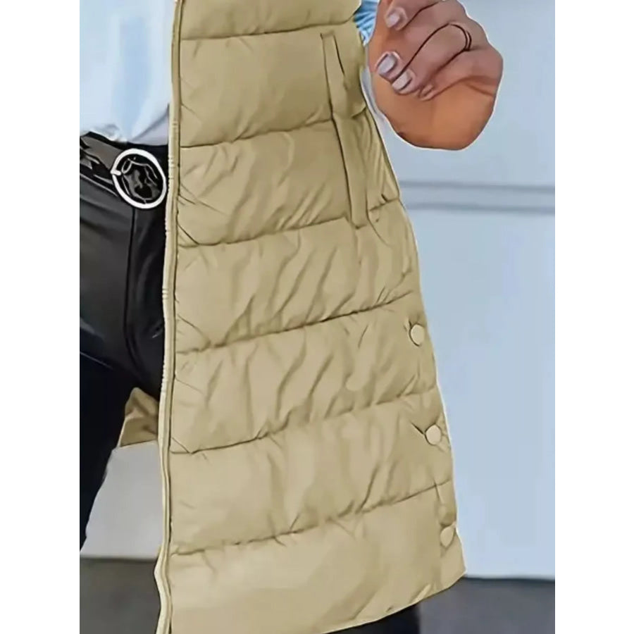 Zip Up Longline Hooded Puffer Vest Coat Apparel and Accessories