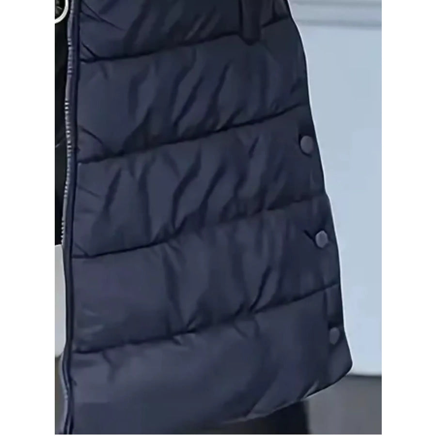 Zip Up Longline Hooded Puffer Vest Coat Apparel and Accessories