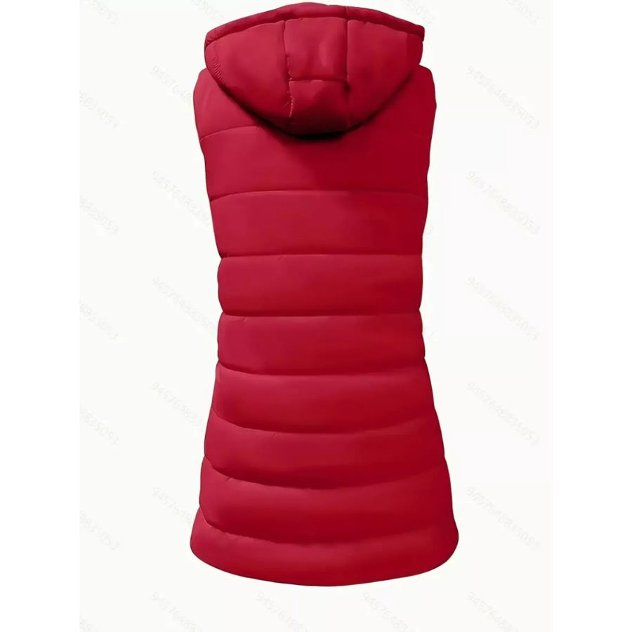 Zip Up Longline Hooded Puffer Vest Coat Apparel and Accessories