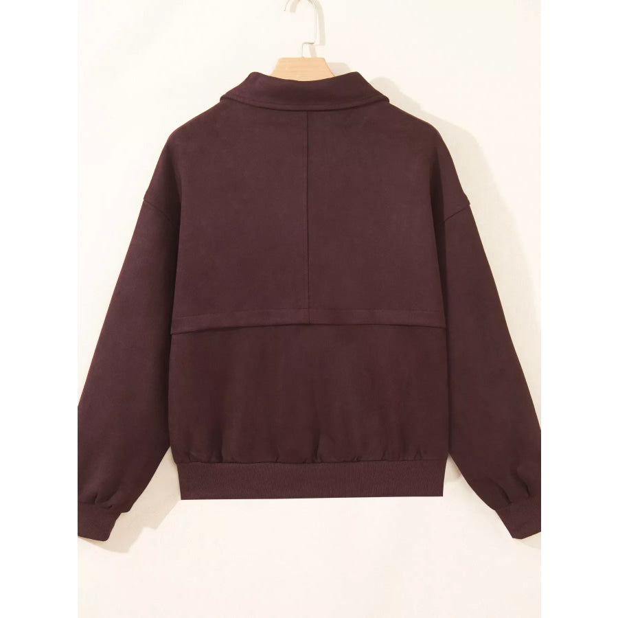 Zip-up Metal Placket Collar Long Sleeve Jacket Apparel and Accessories