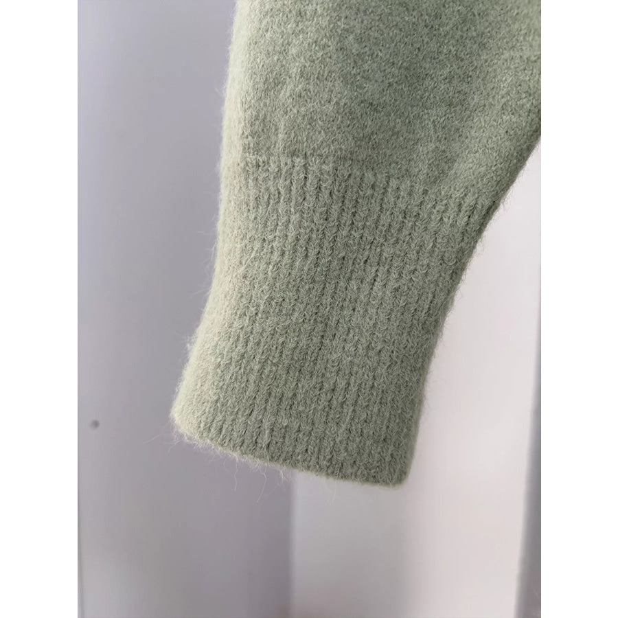 Zip-Up Mock Neck Cardigan and Matching Midi Skirt Sweater Set Apparel Accessories