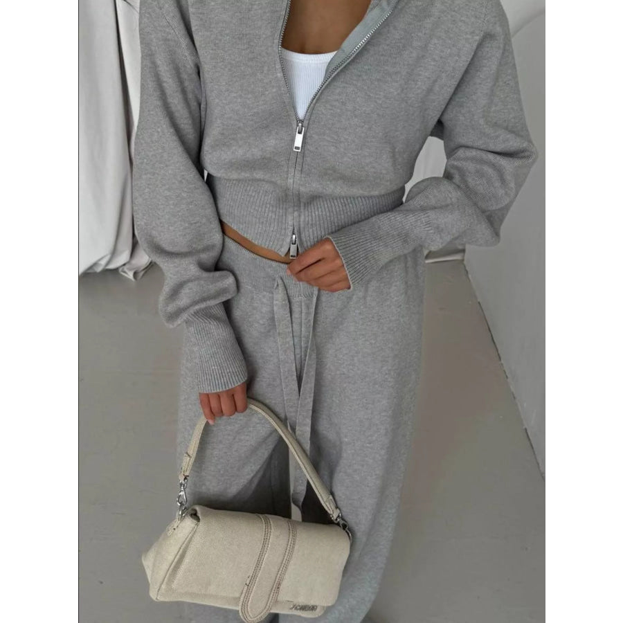 Zip-Up Outerwear and Drawstring Pants Set Apparel and Accessories
