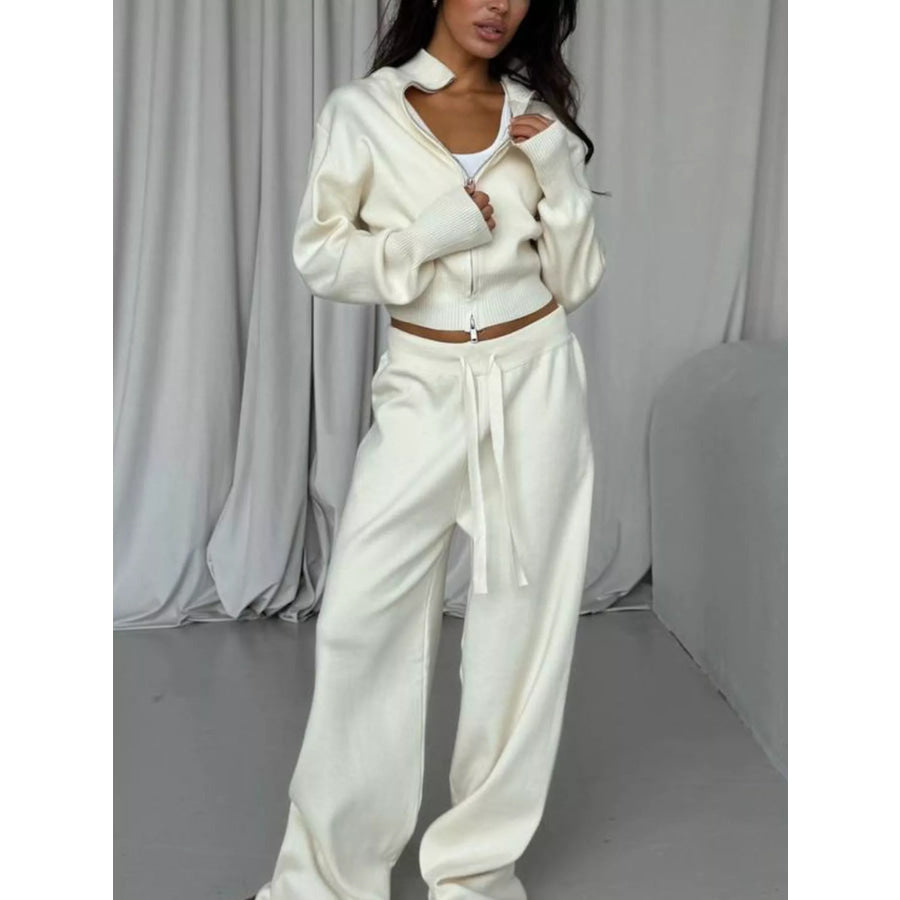Zip-Up Outerwear and Drawstring Pants Set Apparel and Accessories