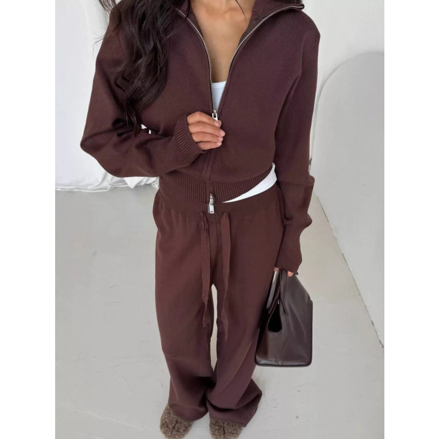 Zip-Up Outerwear and Drawstring Pants Set Apparel and Accessories