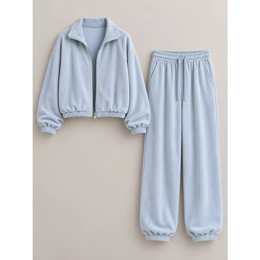 Zip-Up Outerwear and Pants Set Apparel Accessories