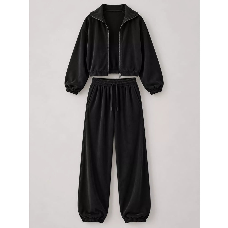 Zip-Up Outerwear and Pants Set Apparel Accessories