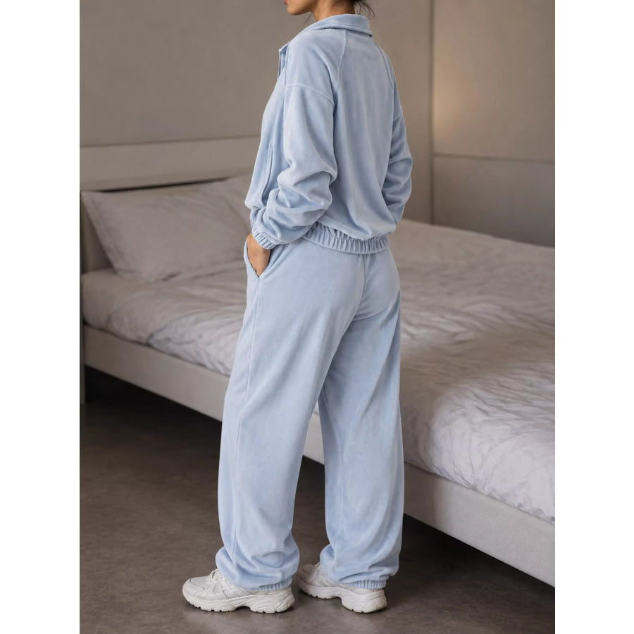 Zip-Up Outerwear and Pants Set Apparel Accessories