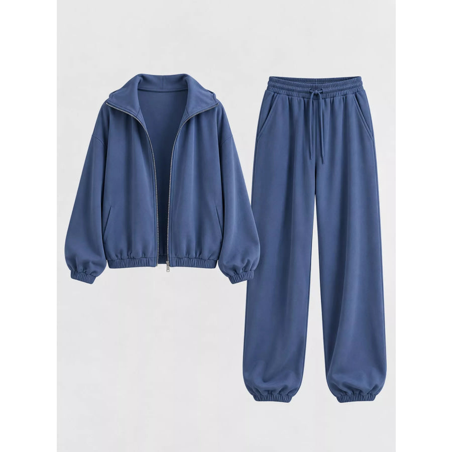 Zip-Up Outerwear and Pants Set Apparel Accessories