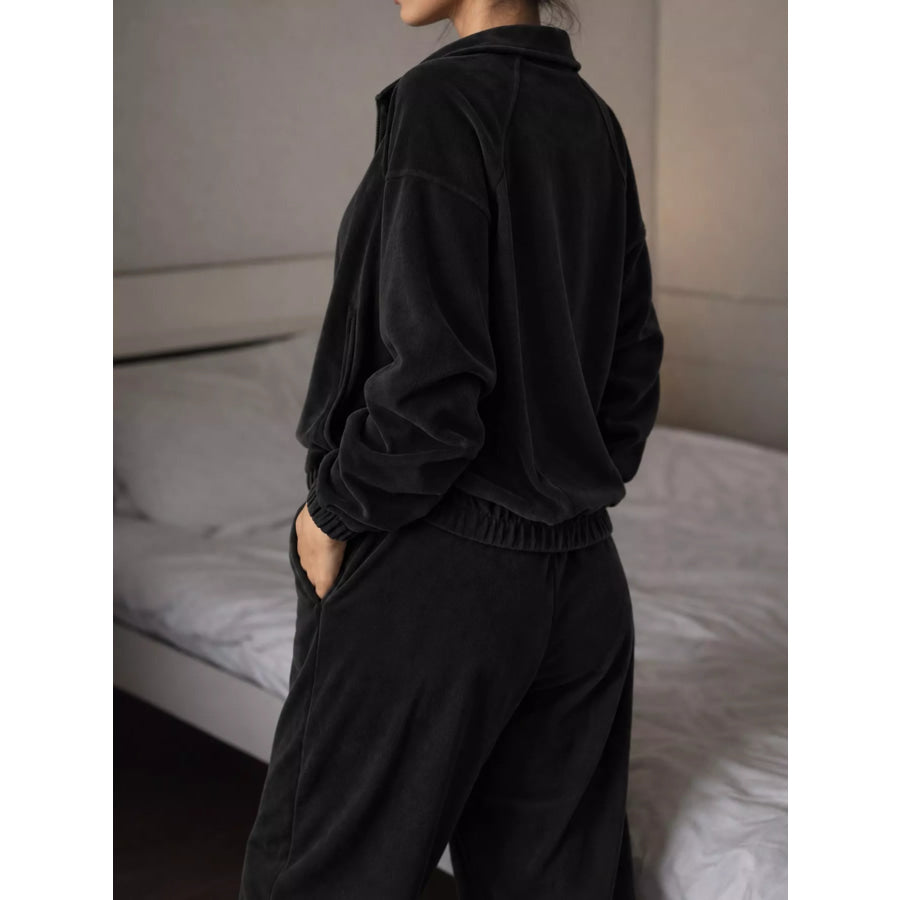 Zip-Up Outerwear and Pants Set Apparel Accessories