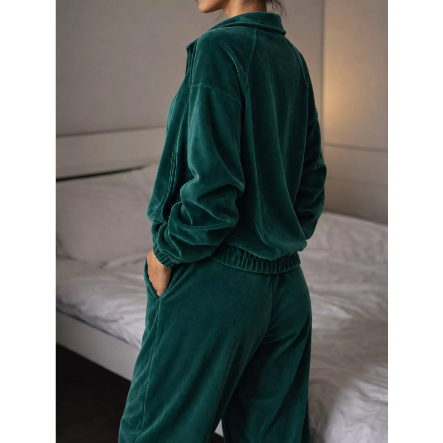 Zip-Up Outerwear and Pants Set Apparel Accessories