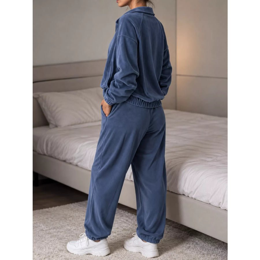 Zip-Up Outerwear and Pants Set Apparel Accessories