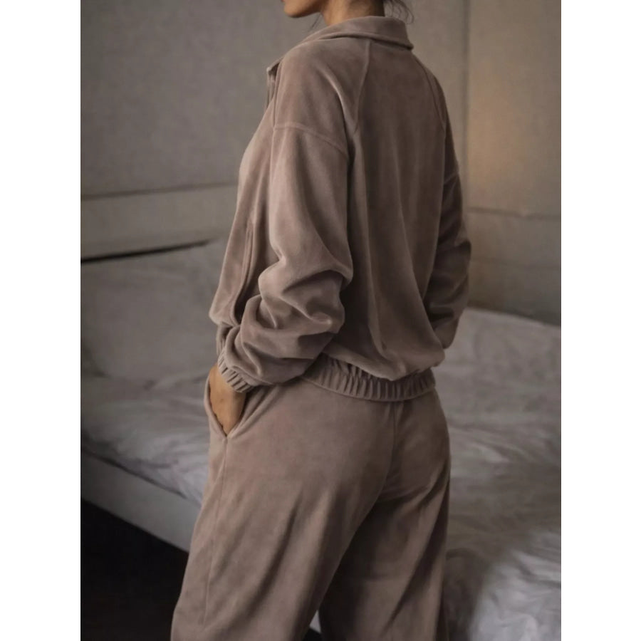 Zip-Up Outerwear and Pants Set Apparel Accessories
