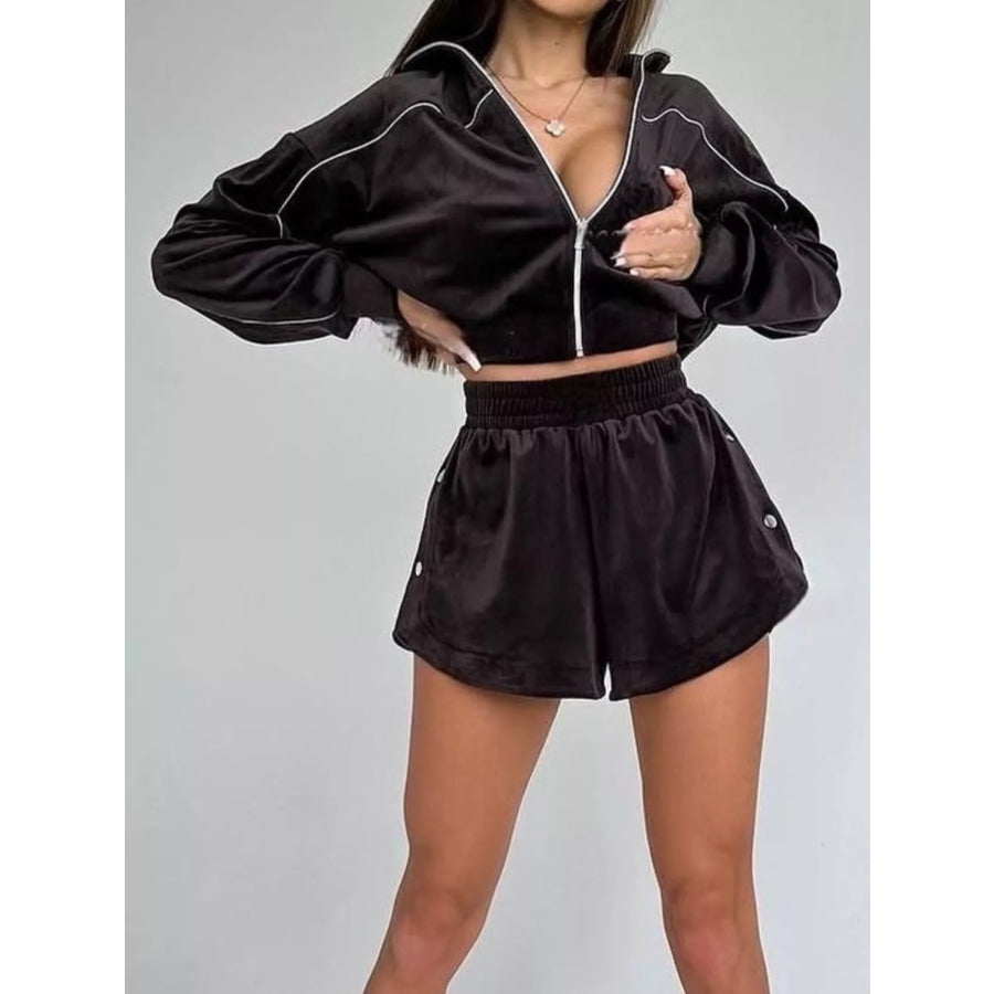 Zip-Up Outerwear and Shorts Set Apparel and Accessories