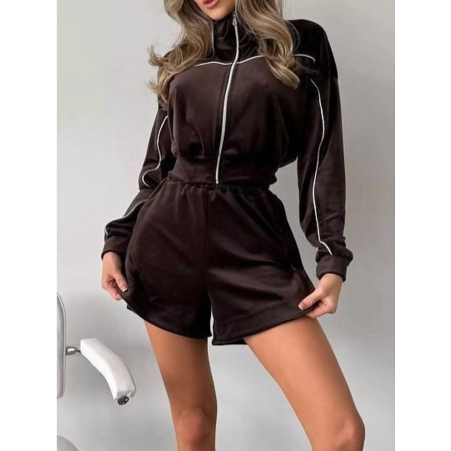 Zip-Up Outerwear and Shorts Set Apparel and Accessories