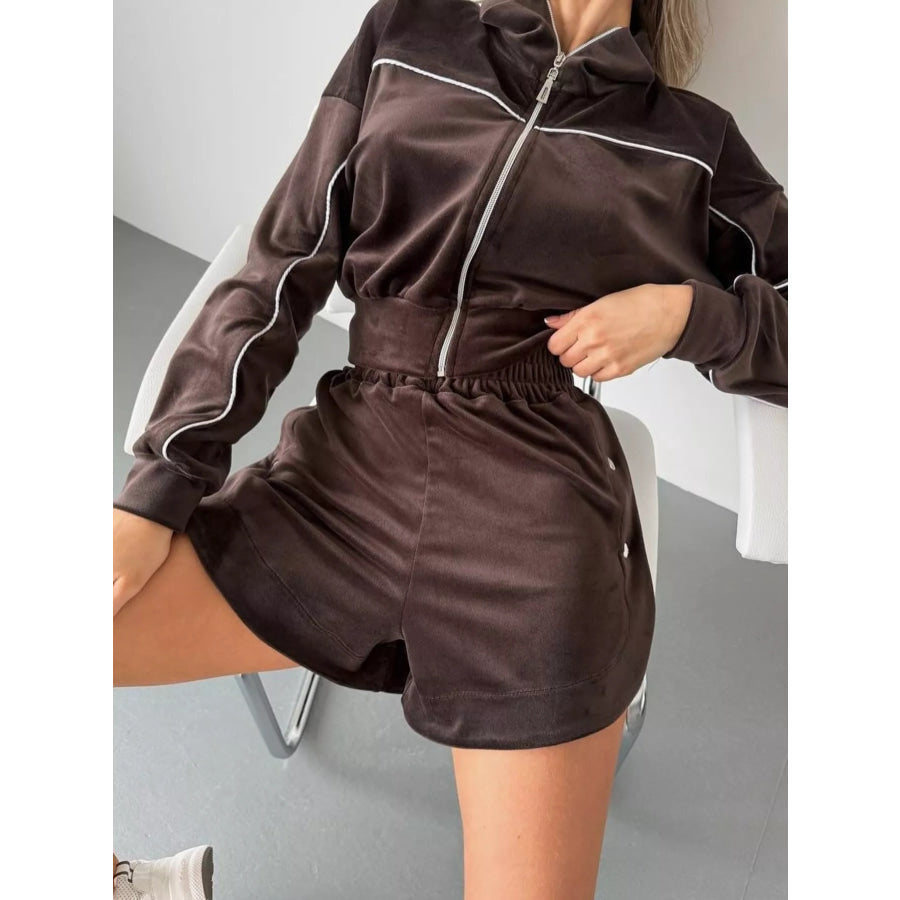 Zip-Up Outerwear and Shorts Set Apparel and Accessories