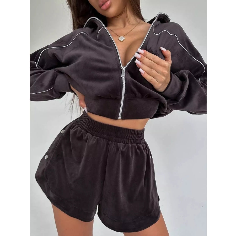 Zip-Up Outerwear and Shorts Set Apparel and Accessories
