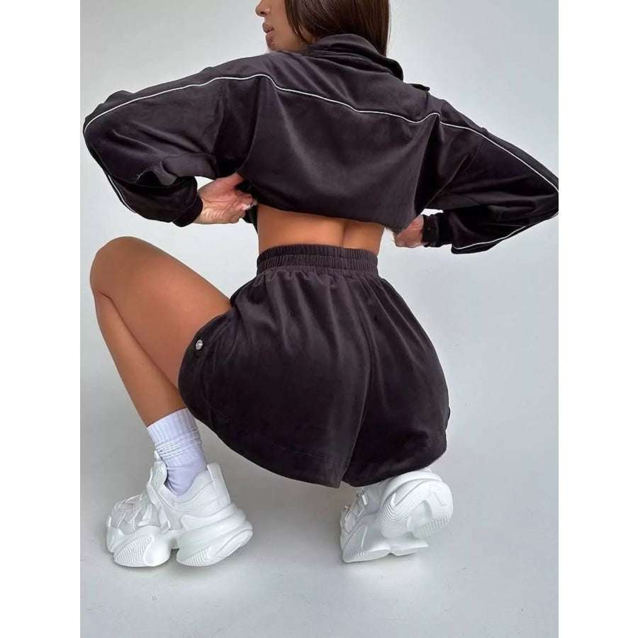 Zip-Up Outerwear and Shorts Set Apparel and Accessories