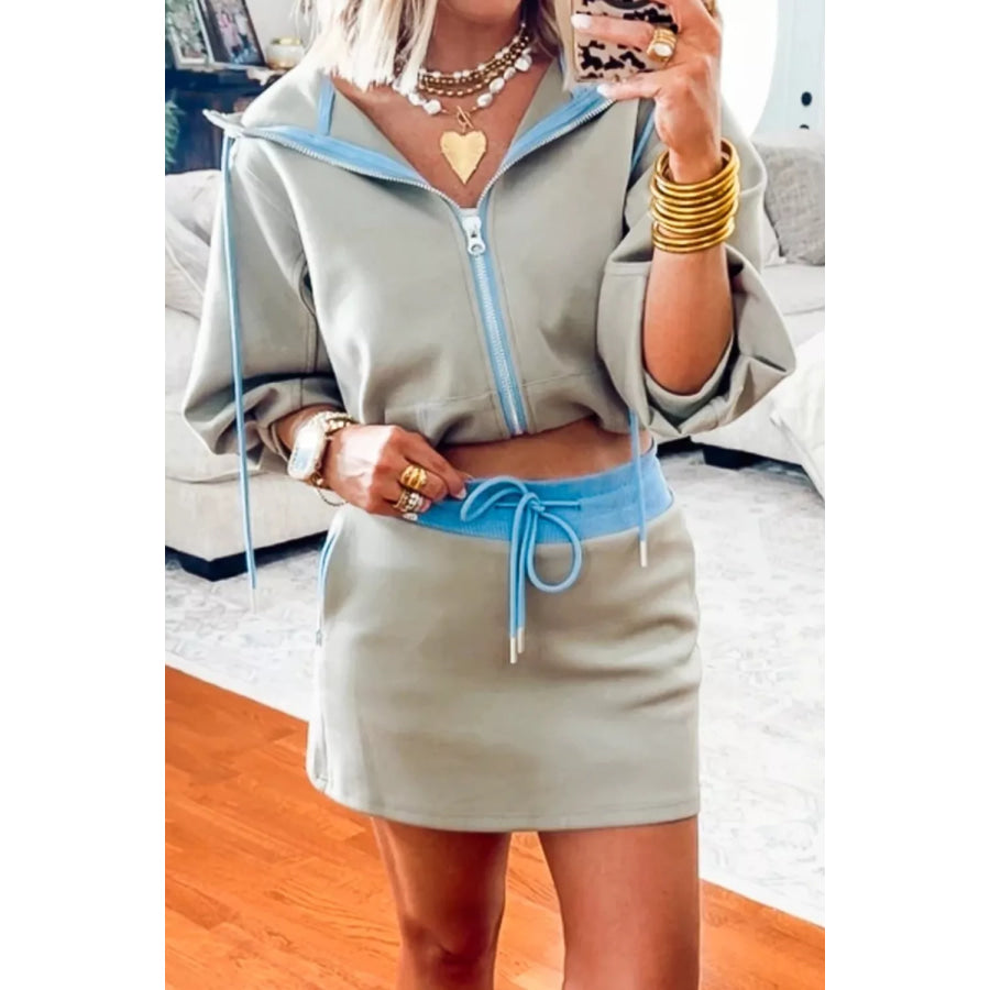 Zip Up Outerwear and Skirt Set Apparel and Accessories