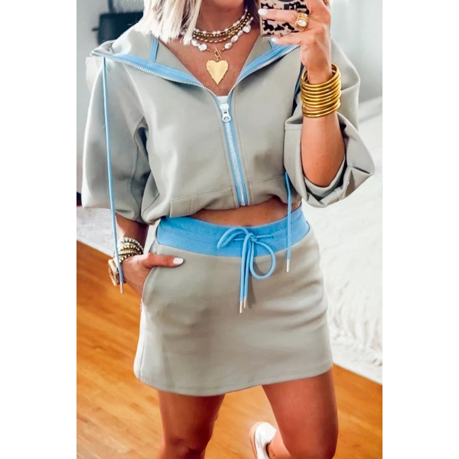 Zip Up Outerwear and Skirt Set Apparel and Accessories