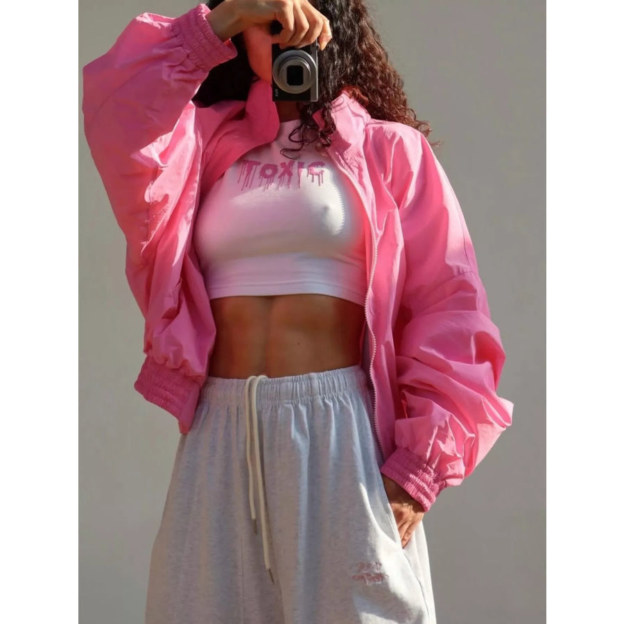 Zip Up Oversized Bomber Jacket Apparel and Accessories