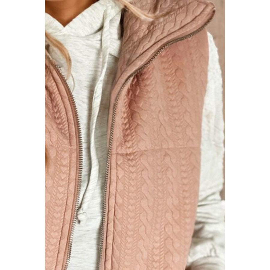 Zip Up Pocketed Vest Coat Apparel and Accessories