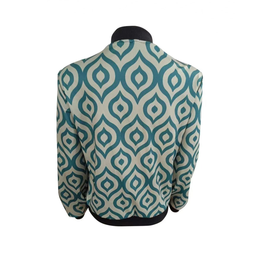 Zip Up Printed Jacket Green / S Apparel and Accessories