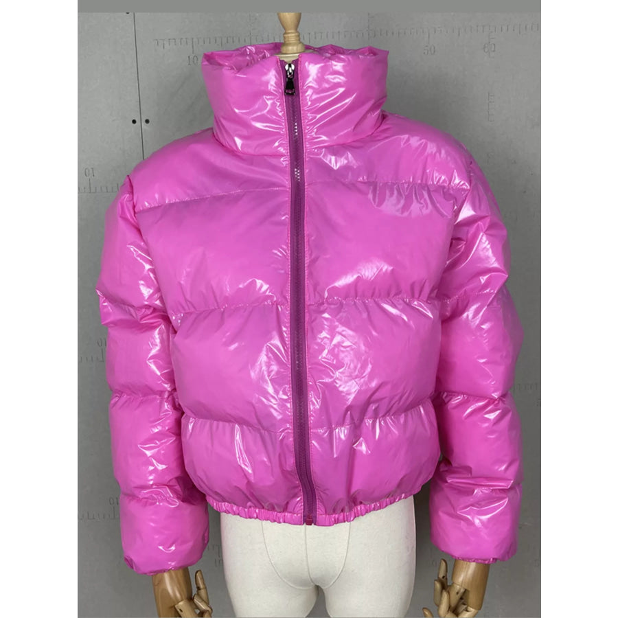 Zip Up Puffer Jacket Fuchsia / S Apparel and Accessories