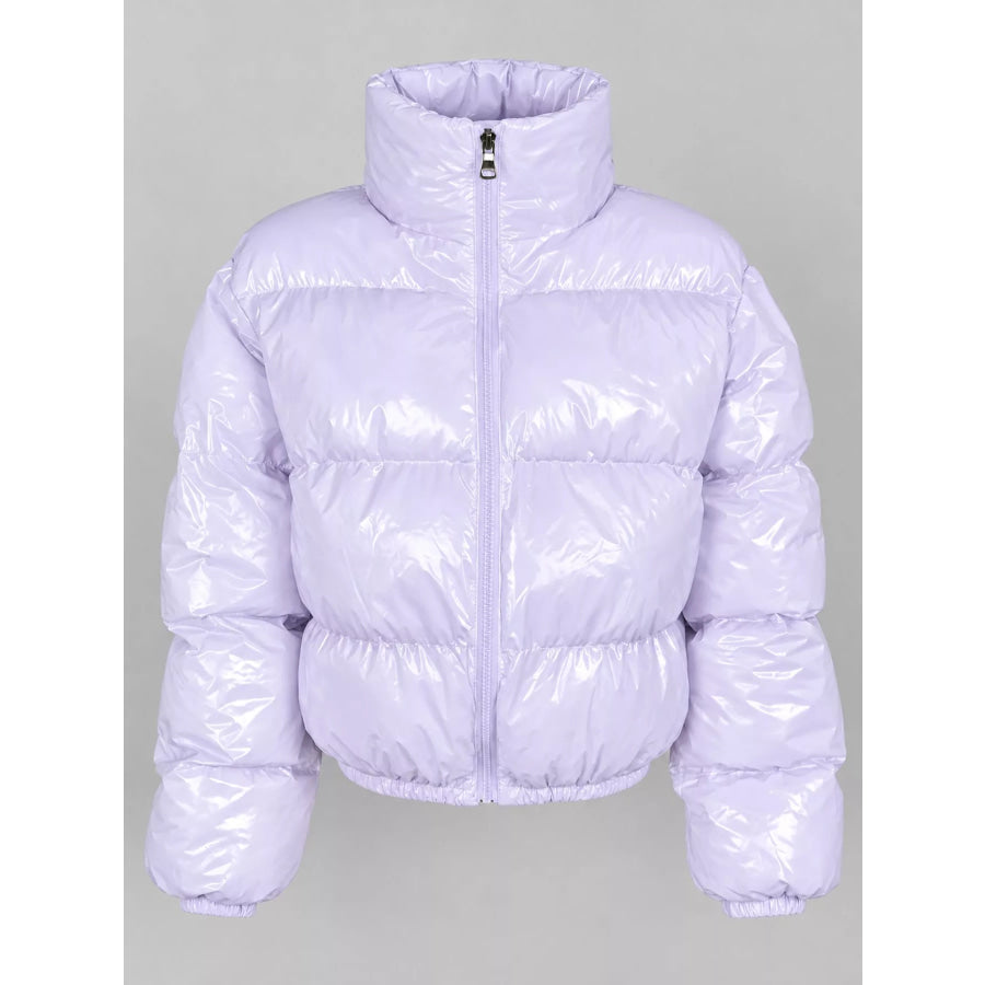 Zip Up Puffer Jacket Light Blue / S Apparel and Accessories