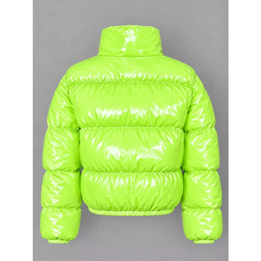 Zip Up Puffer Jacket Neon Green / S Apparel and Accessories