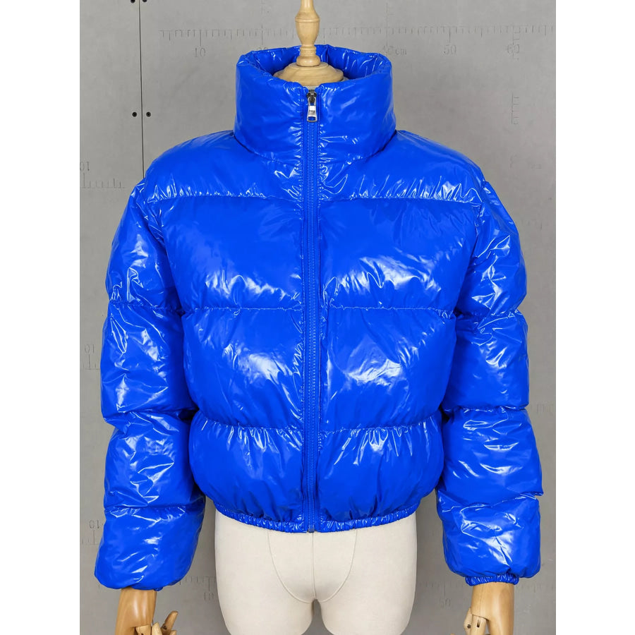 Zip Up Puffer Jacket Royal Blue / S Apparel and Accessories