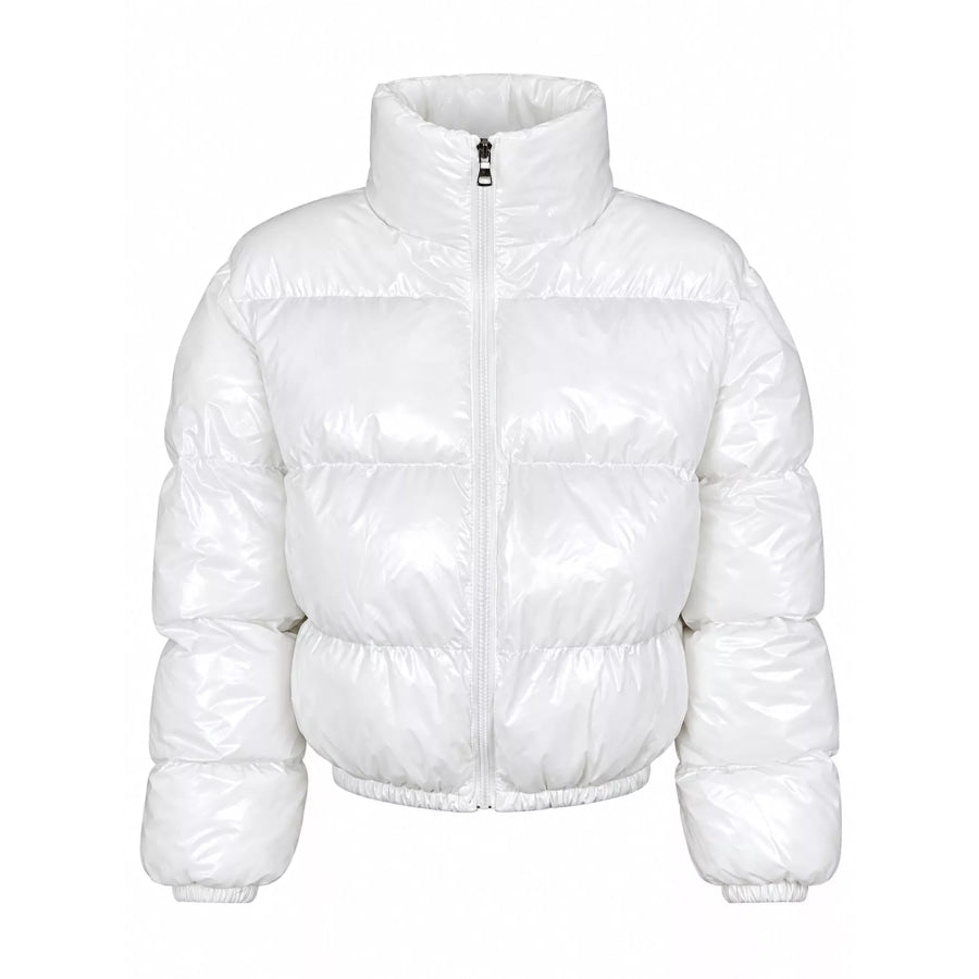 Zip Up Puffer Jacket White / S Apparel and Accessories