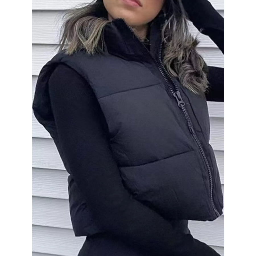 Zip-Up Puffer Vest Coat Black / M Apparel and Accessories