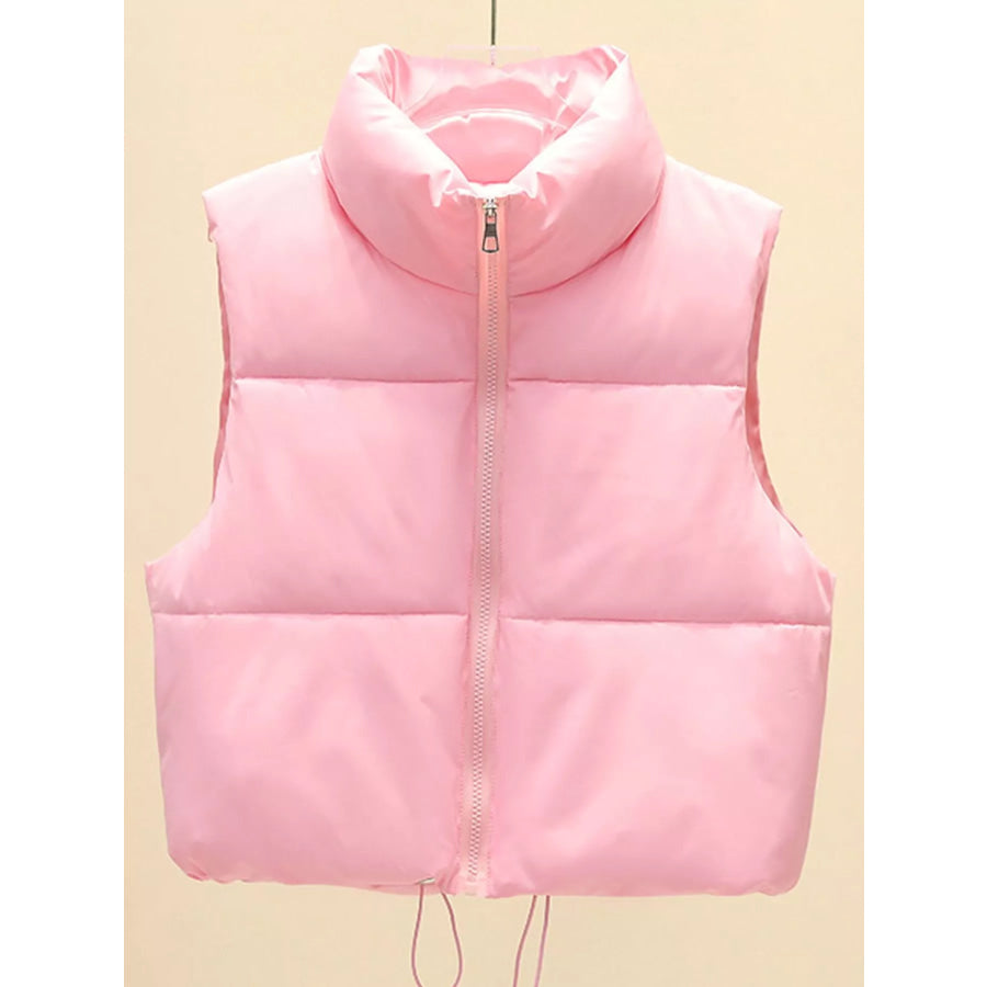 Zip-Up Puffer Vest Coat Pink / M Apparel and Accessories