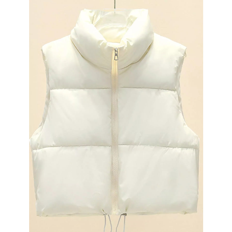Zip-Up Puffer Vest Coat White / M Apparel and Accessories