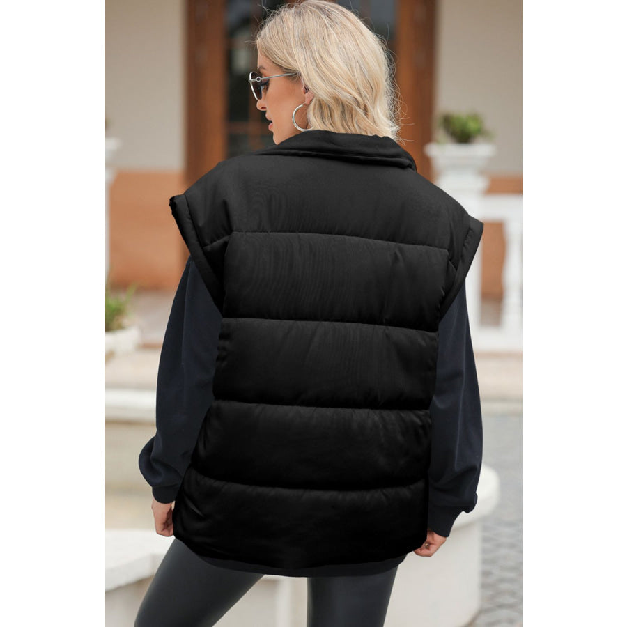 Zip Up Puffer Vest Coat with Pockets Apparel and Accessories