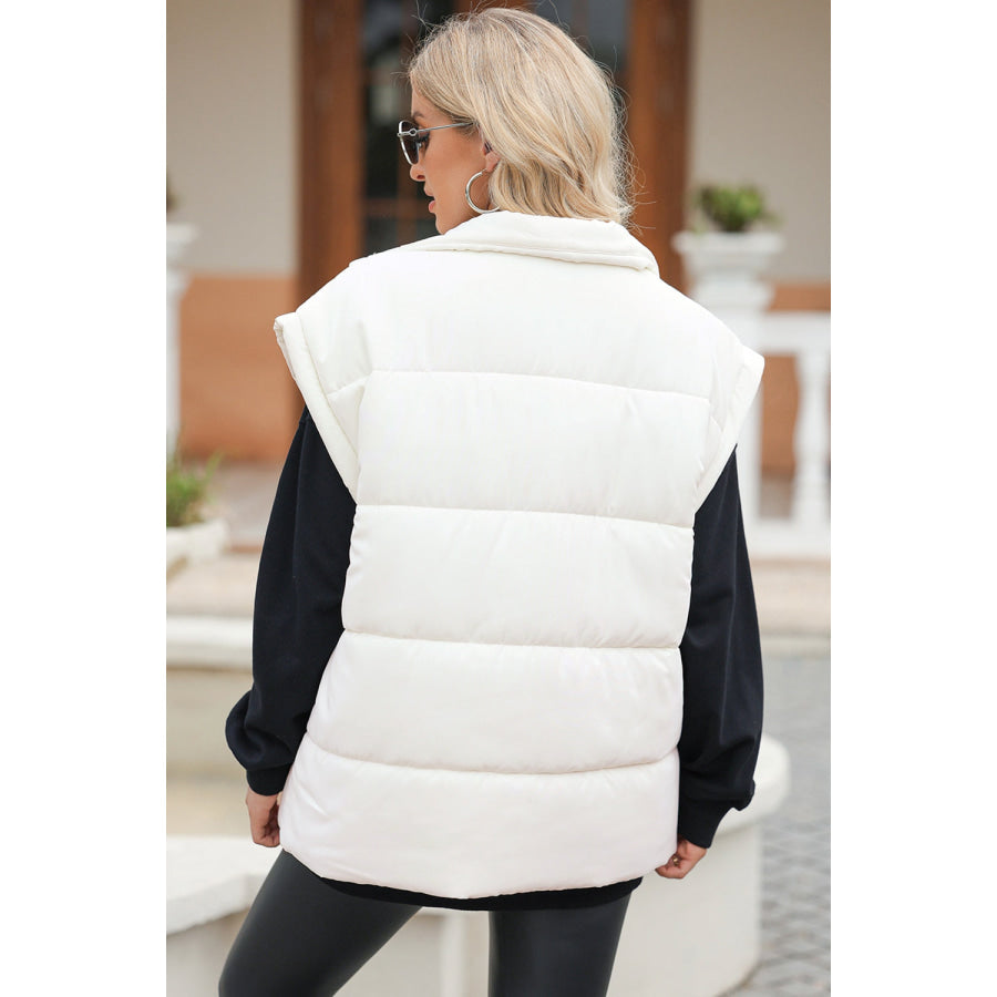 Zip Up Puffer Vest Coat with Pockets Apparel and Accessories